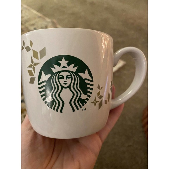 Starbucks Other - Starbucks Coffee Mug 2013 Collector Series Holiday White/Green/Gold 14 Oz EUC